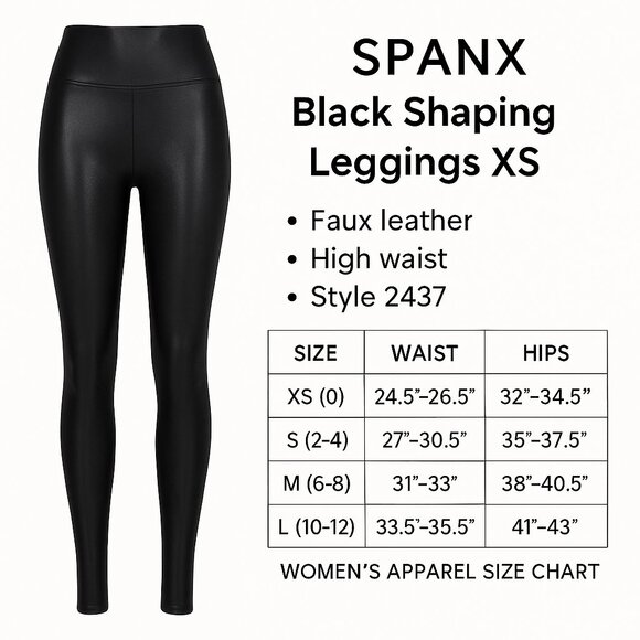 SPANX Faux Leather Shaping Leggings L High Waist Slimming Control BEST SELLER! - Picture 6 of 14